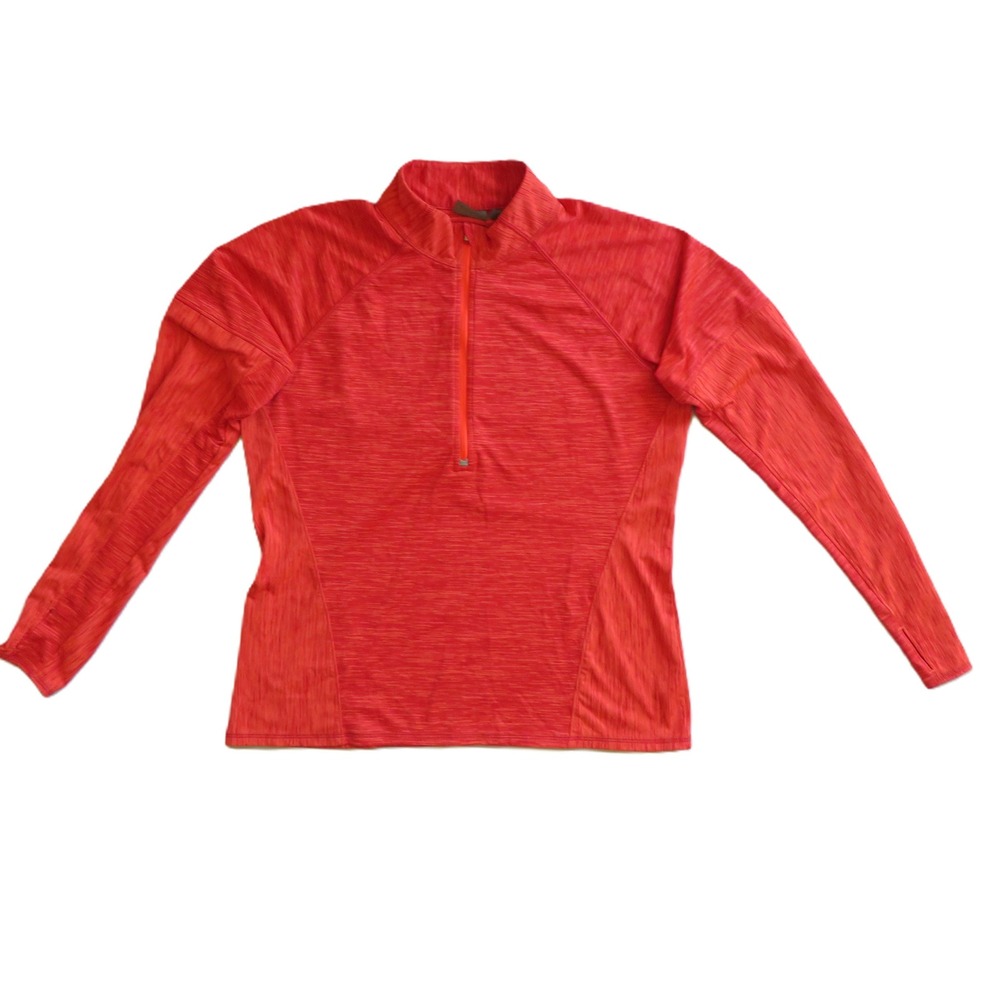 XL Athleta Long Sleeve Performance Top Orange with Zip Pocket
